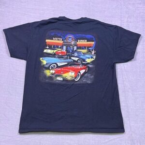 Gildan Mens XL Vette Diner Graphic T Shirt Chevrolet Corvette Car Tee
